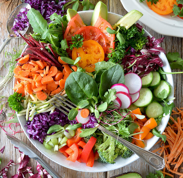 bowl of vegetables for a vegan dish